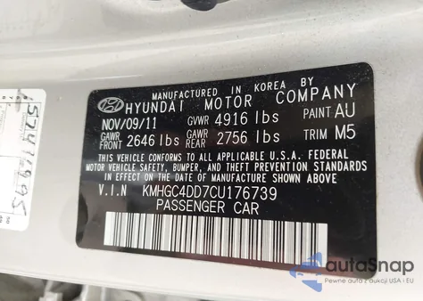 2012 Hyundai Genesis 3.8 from USA, damaged, VIN KMHGC4DD7CU176739